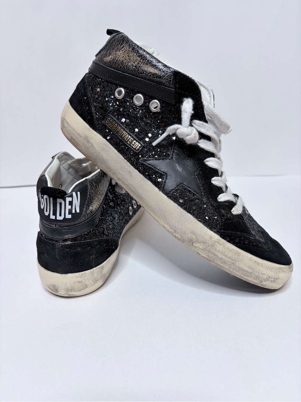 Golden Goose Mid Star Black Glitter Private Edition Sneakers LTD 38 279/750